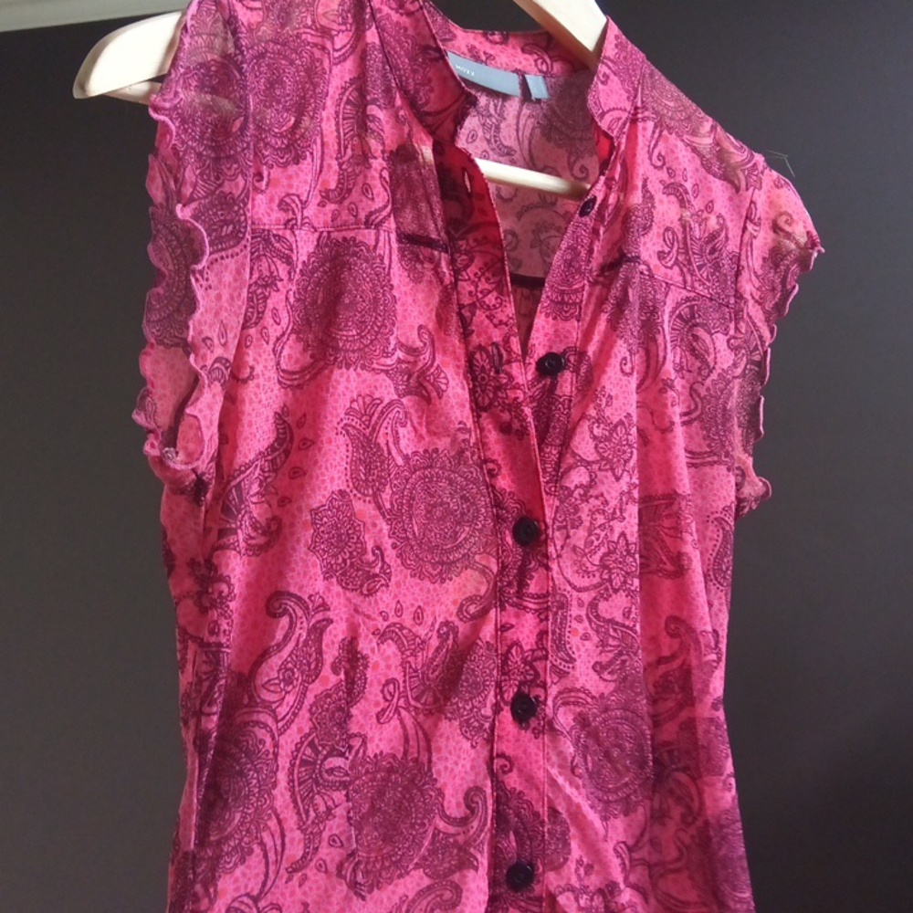 Ptp17"-20" Mexx Stretchy Red Paisley Sleeveless Fitted Sheer Blouse